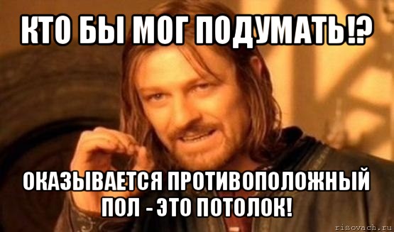 кто бы мог подумать!? оказывается противоположный пол - это потолок!, Мем Нельзя просто так взять и (Боромир мем)