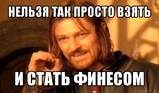 нельзя так просто взять и стать финесом, Мем Нельзя просто так взять и (Боромир мем)