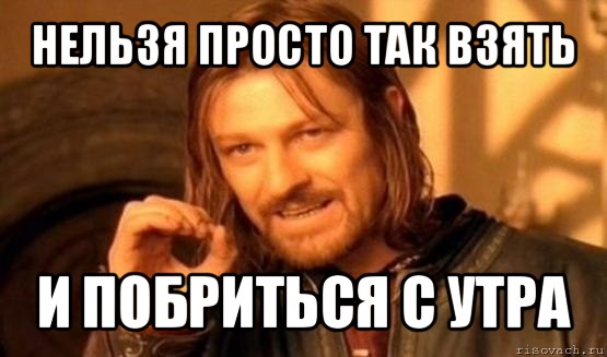 нельзя просто так взять и побриться с утра, Мем Нельзя просто так взять и (Боромир мем)