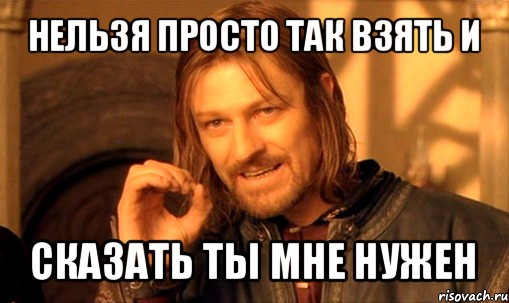 нельзя просто так взять и сказать ты мне нужен, Мем Нельзя просто так взять и (Боромир мем)