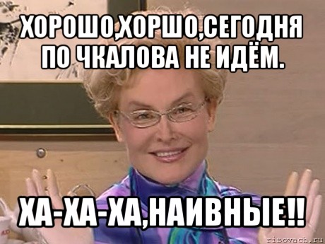 хорошо,хоршо,сегодня по чкалова не идём. ха-ха-ха,наивные!!, Мем Елена Малышева