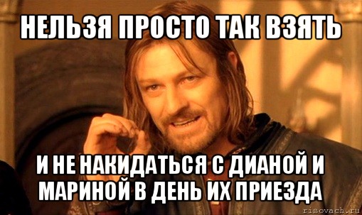 нельзя просто так взять и не накидаться с дианой и мариной в день их приезда, Мем Нельзя просто так взять и (Боромир мем)