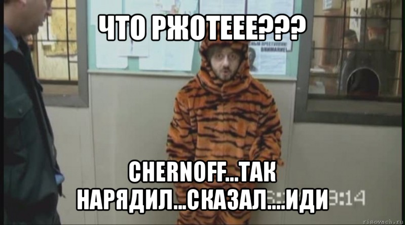 что ржотеее??? chernoff...так нарядил...сказал....иди, Мем Бородач в костюме тигра (Наша Раша)