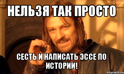 нельзя так просто сесть и написать эссе по истории!, Мем Нельзя просто так взять и (Боромир мем)