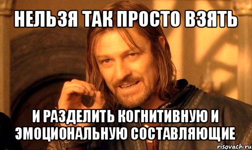 нельзя так просто взять и разделить когнитивную и эмоциональную составляющие, Мем Нельзя просто так взять и (Боромир мем)