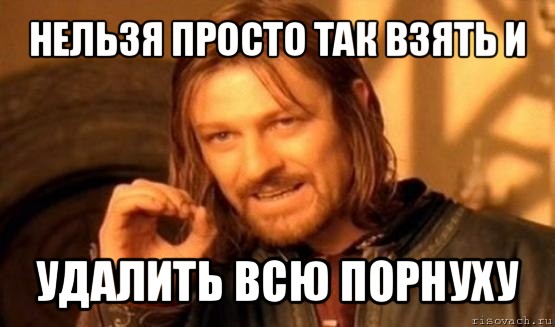 нельзя просто так взять и удалить всю порнуху, Мем Нельзя просто так взять и (Боромир мем)