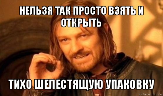 нельзя так просто взять и открыть тихо шелестящую упаковку, Мем Нельзя просто так взять и (Боромир мем)