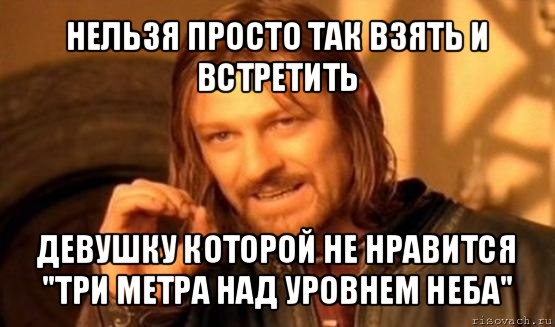 нельзя просто так взять и встретить девушку которой не нравится "три метра над уровнем неба", Мем Нельзя просто так взять и (Боромир мем)