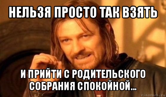 нельзя просто так взять и прийти с родительского собрания спокойной..., Мем Нельзя просто так взять и (Боромир мем)