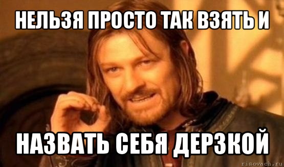 нельзя просто так взять и назвать себя дерзкой, Мем Нельзя просто так взять и (Боромир мем)