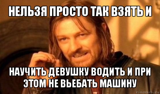 нельзя просто так взять и научить девушку водить и при этом не вьебать машину, Мем Нельзя просто так взять и (Боромир мем)