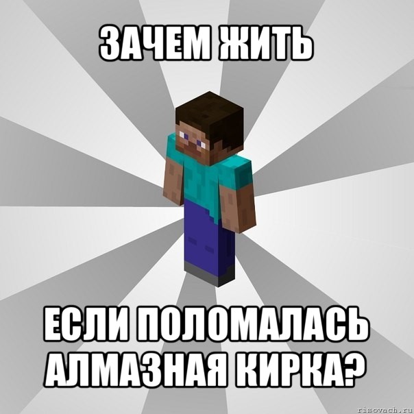 зачем жить если поломалась алмазная кирка?, Мем Типичный игрок Minecraft