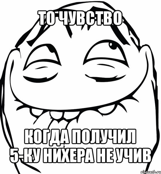 то чувство когда получил 5-ку нихера не учив, Мем  аааа