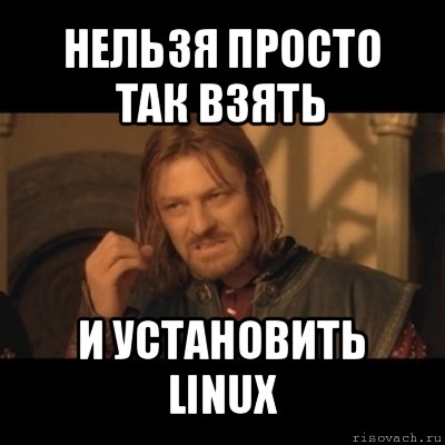 нельзя просто так взять и установить linux, Мем Нельзя просто взять