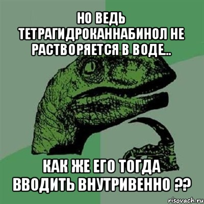 но ведь тетрагидроканнабинол не растворяется в воде… как же его тогда вводить внутривенно ??, Мем Филосораптор