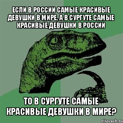 если в россии самые красивые девушки в мире, а в сургуте самые красивые девушки в россии то в сургуте самые красивые девушки в мире?, Мем Филосораптор