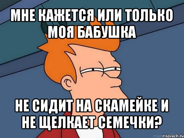 мне кажется или только моя бабушка не сидит на скамейке и не щелкает семечки?, Мем  Фрай (мне кажется или)