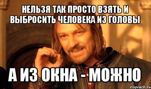 нельзя так просто взять и выбросить человека из головы а из окна - можно, Мем Нельзя просто так взять и (Боромир мем)