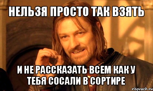 нельзя просто так взять и не рассказать всем как у тебя сосали в сортире, Мем Нельзя просто так взять и (Боромир мем)