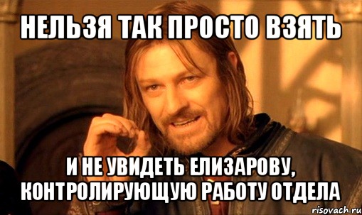 нельзя так просто взять и не увидеть елизарову, контролирующую работу отдела, Мем Нельзя просто так взять и (Боромир мем)