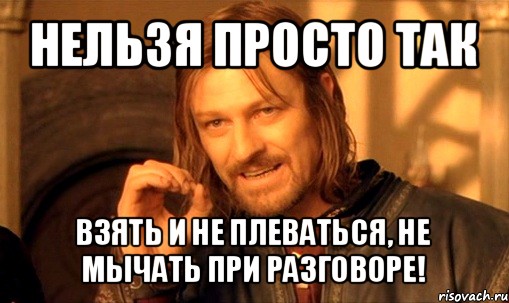 нельзя просто так взять и не плеваться, не мычать при разговоре!, Мем Нельзя просто так взять и (Боромир мем)