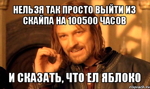 нельзя так просто выйти из скайпа на 100500 часов и сказать, что ел яблоко, Мем Нельзя просто так взять и (Боромир мем)