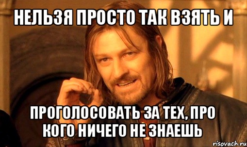 нельзя просто так взять и проголосовать за тех, про кого ничего не знаешь, Мем Нельзя просто так взять и (Боромир мем)