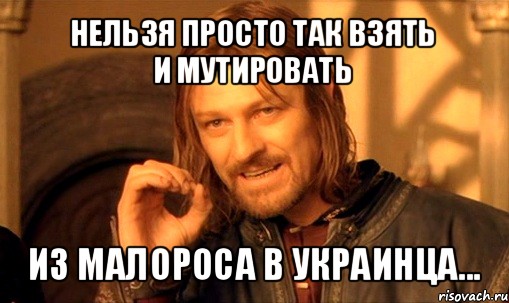 нельзя просто так взять
и мутировать из малороса в украинца..., Мем Нельзя просто так взять и (Боромир мем)