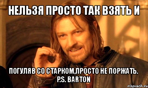 нельзя просто так взять и погуляв со старком,просто не поржать.
p.s. barton, Мем Нельзя просто так взять и (Боромир мем)