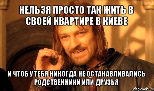 нельзя просто так жить в своей квартире в киеве и чтоб у тебя никогда не останавливались родственники или друзья, Мем Нельзя просто так взять и (Боромир мем)