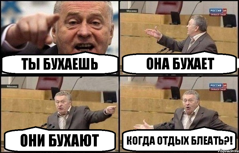 Ты бухаешь Она бухает Они бухают Когда отдых блеать?!, Комикс Жириновский