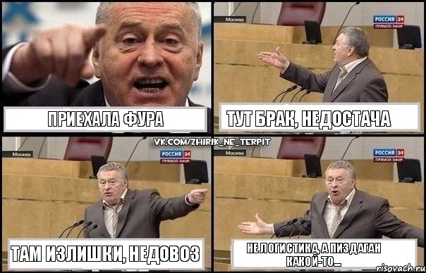 приехала фура тут брак, недостача там излишки, недовоз не логистика, а пиздаган какой-то..., Комикс Жириновский