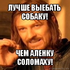 лучше выебать собаку! чем аленку соломаху!, Мем Нельзя просто так взять и (Боромир мем)