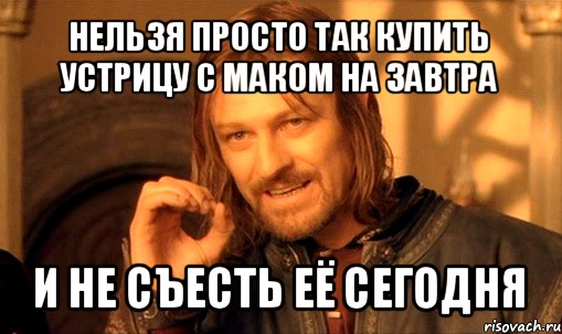 нельзя просто так купить устрицу с маком на завтра и не съесть её сегодня, Мем Нельзя просто так взять и (Боромир мем)