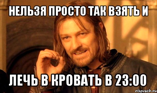 нельзя просто так взять и лечь в кровать в 23:00, Мем Нельзя просто так взять и (Боромир мем)