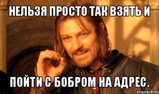 нельзя просто так взять и пойти с бобром на адрес., Мем Нельзя просто так взять и (Боромир мем)