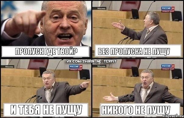 пропуск где твой? без пропуска не пущу и тебя не пущу никого не пущу, Комикс Жириновский