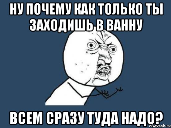 ну почему как только ты заходишь в ванну всем сразу туда надо?, Мем Ну почему