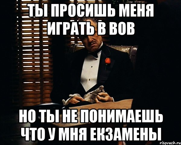 ты просишь меня играть в вов но ты не понимаешь что у мня екзамены, Мем Дон Вито Корлеоне