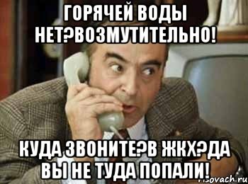 горячей воды нет?возмутительно! куда звоните?в жкх?да вы не туда попали!, Мем шпак