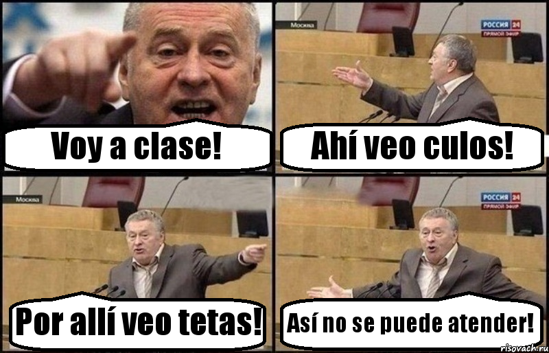 Voy a clase! Ahí veo culos! Por allí veo tetas! Así no se puede atender!, Комикс Жириновский