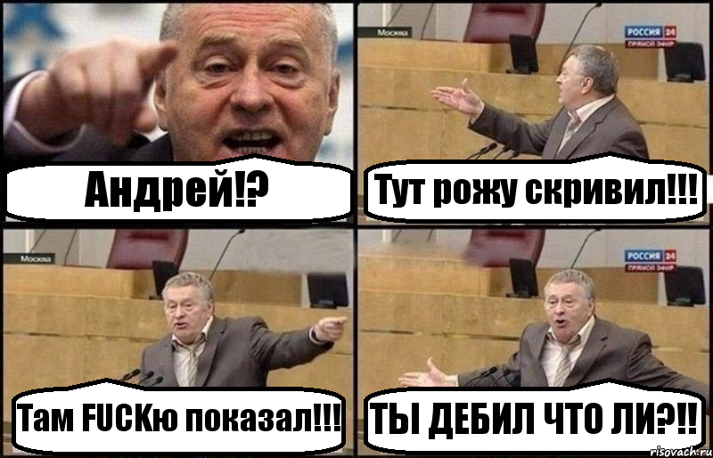 Андрей!? Тут рожу скривил!!! Там FUCKю показал!!! ТЫ ДЕБИЛ ЧТО ЛИ?!!, Комикс Жириновский