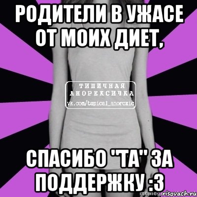 родители в ужасе от моих диет, спасибо "та" за поддержку :з, Мем Типичная анорексичка