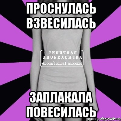 проснулась взвесилась заплакала повесилась, Мем Типичная анорексичка