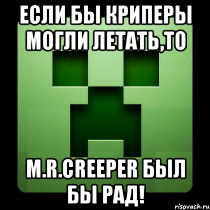 если бы криперы могли летать,то m.r.creeper был бы рад!, Мем Creeper