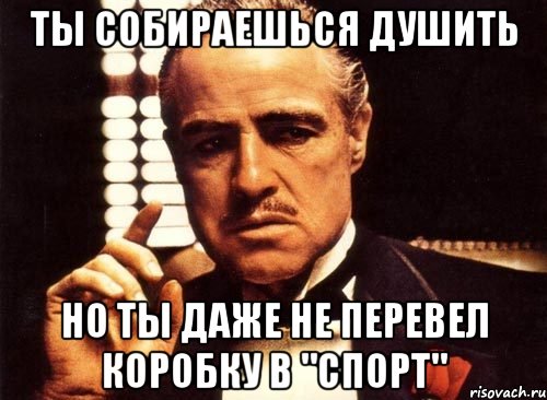 ты собираешься душить но ты даже не перевел коробку в "спорт", Мем крестный отец