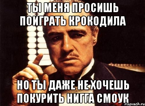 ты меня просишь поиграть крокодила но ты даже не хочешь покурить нигга смоук, Мем крестный отец