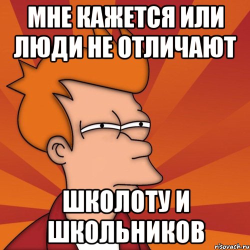 мне кажется или люди не отличают школоту и школьников, Мем Мне кажется или (Фрай Футурама)