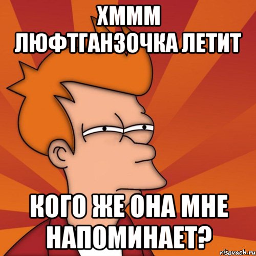 хммм люфтганзочка летит кого же она мне напоминает?, Мем Мне кажется или (Фрай Футурама)