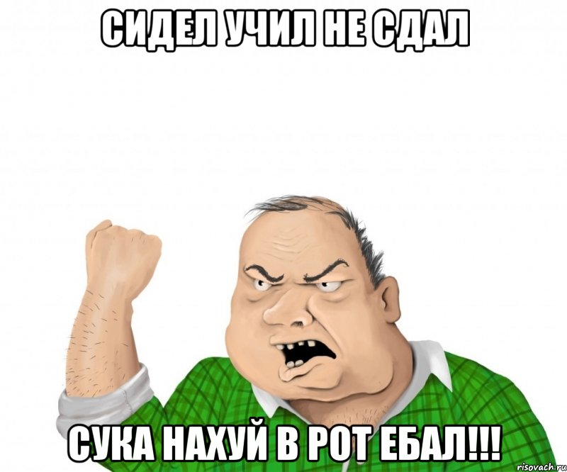 сидел учил не сдал сука нахуй в рот ебал!!!, Мем мужик